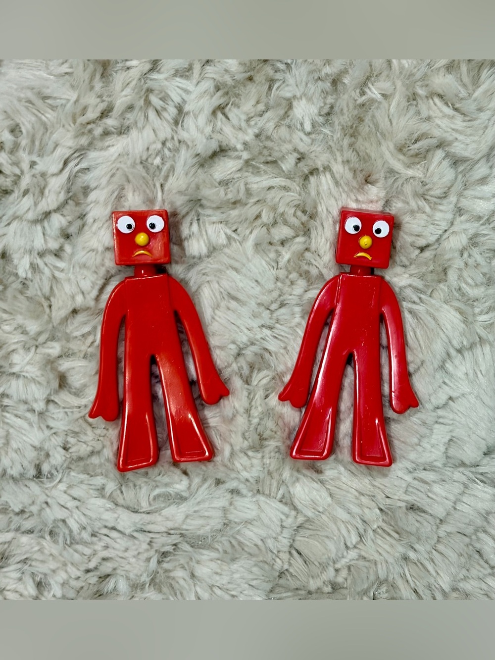 Vintage 1995 Gumby Blockheads J & G Bendable Toy Figures 3" Trendmasters Pair